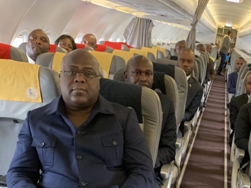 RDC Tshisekedi à bord d’un vol Congo Airways pour son voyage à Lubumbashi Actualite.cd